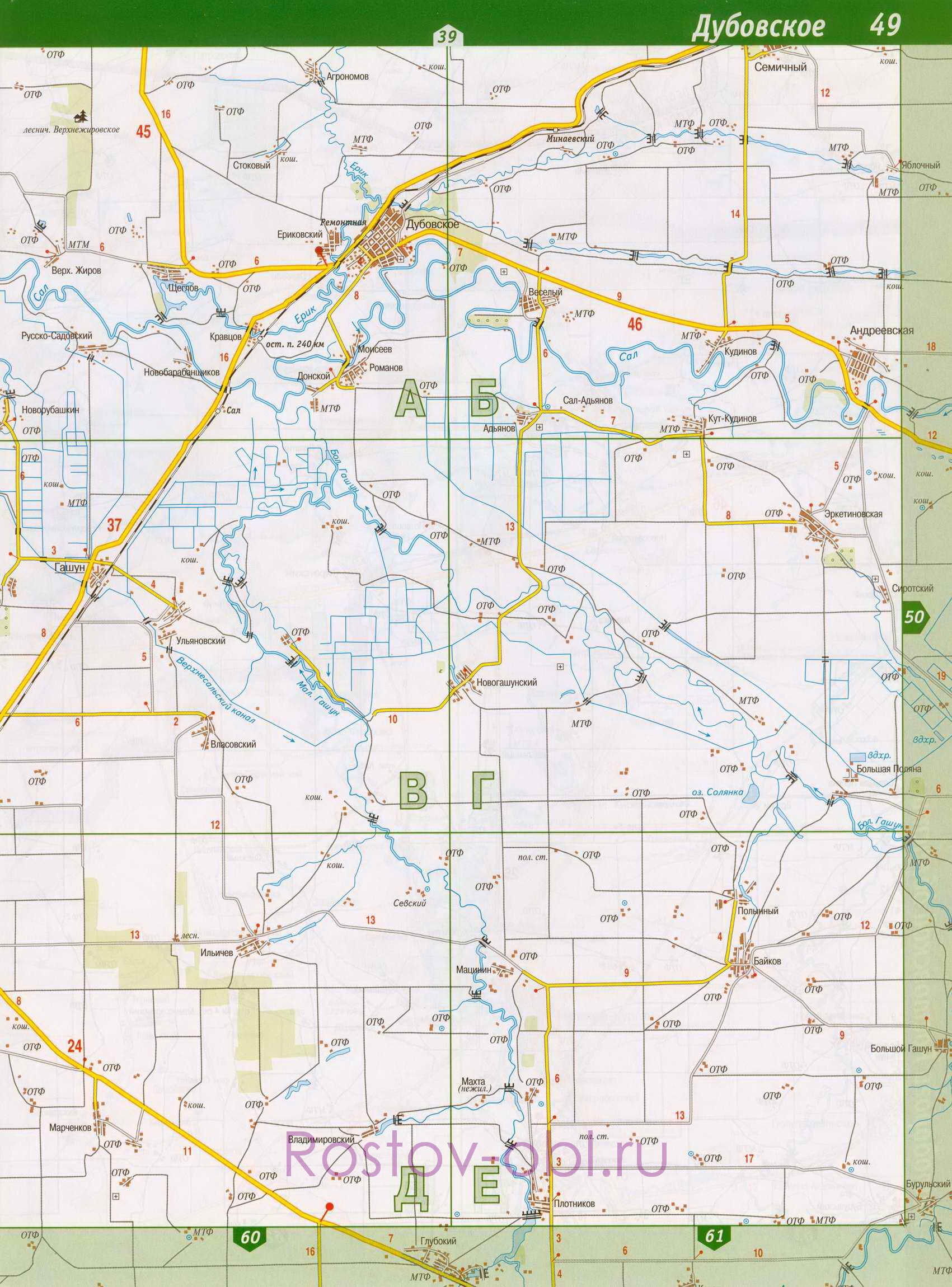 Карта Зимовниковского района Ростовской области. Зимовниковский район на карте дорог, B0 - 