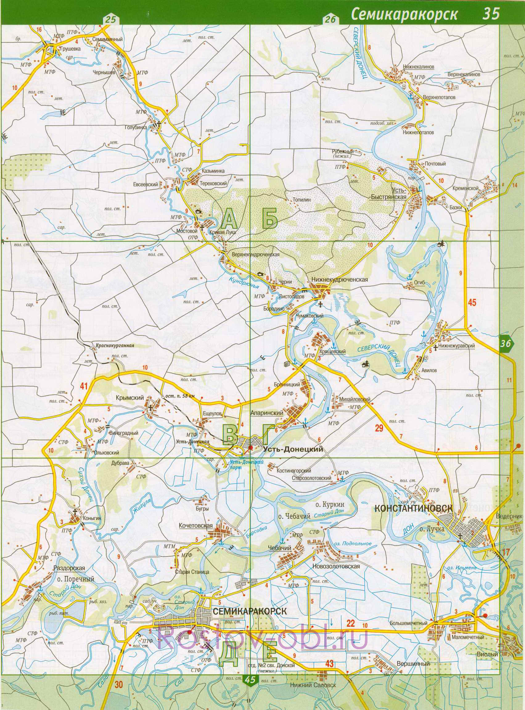 Карта Семикаракорского района Ростовской области. Семикаракорский район топографическая карта, A0 - 