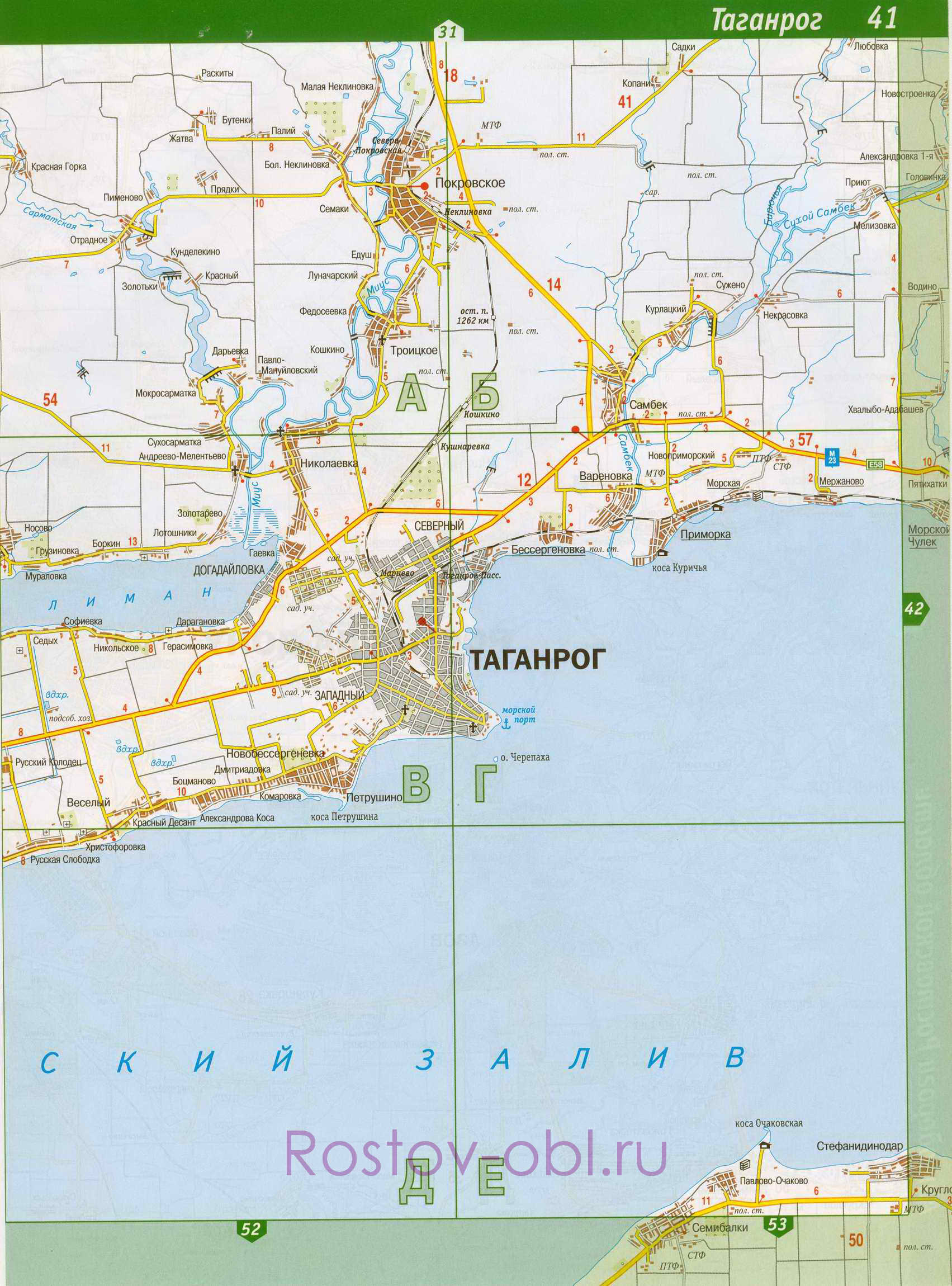 Карта Неклиновского района Ростовской области. Неклиновский район подробная карта, B0 - 